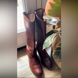 FRYE Melissa Leather Tall Riding Boots Brown Western Women's Size 9.5